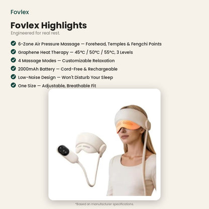 Fovlex™ Graphene Heated Head & Eye Massager - Air Pressure Sleep & Stress Relief Mask