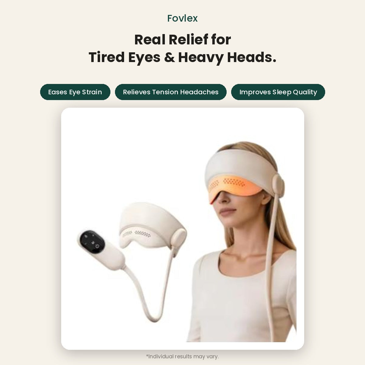Fovlex™ Graphene Heated Head & Eye Massager - Air Pressure Sleep & Stress Relief Mask